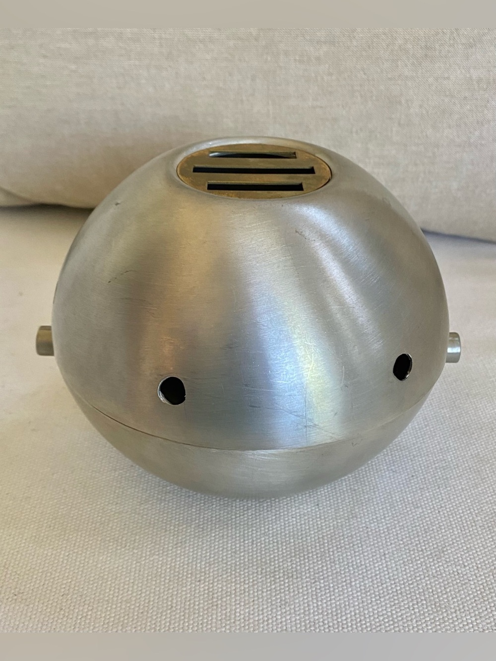 VTG Incense Burner Stainless Brass Marked La Licorne Paris Etain 5” Round Sphere
